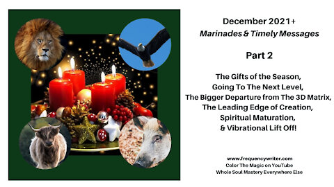 December 2021+ Marinades: Gifts of the Season, Going to the Next Level, Bigger Departures, Lift Off!