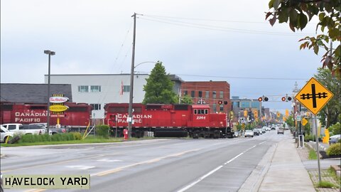 Canadian Pacific Train through Downtown Peterborough Ontario