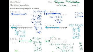 Multi Step Inequalities- Algebra 1 Kuta Worksheet Series