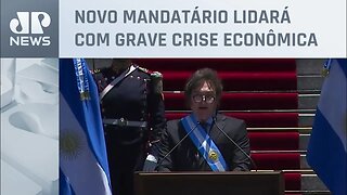 Javier Milei discursa como presidente da Argentina