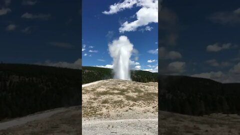 Yellowstone National Park Old Faithful Geyser Eruption.