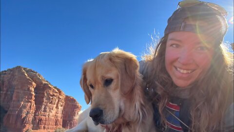 Scramble to the top of BELL ROCK with a Golden Retriever