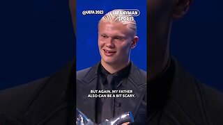 'Pep is a bit scary!' | Erling Haaland on Pep Guardiola as he receives UEFA Player of the Year award