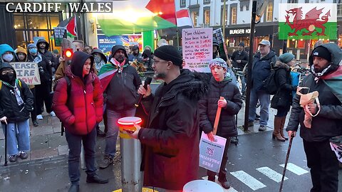 Rafah under attack Speech. Pro-Palestinian Protest, Aneurin Bevan statue Cardiff