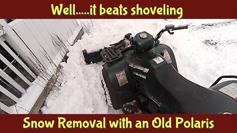 Plowing with my Dad's Polaris Magnum 500 ATV - 1st snow of 2021