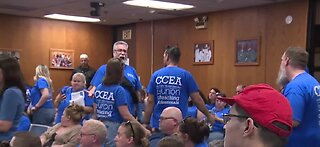 CCEA union members rallying once again at CCSD Board of Trustees meeting