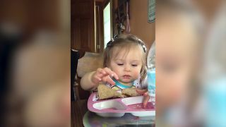 Baby Girl Wants More Cheese Instead Of A Sandwich