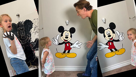 Dad builds best Night-Light for his kids with mickey mouse painting! 😲