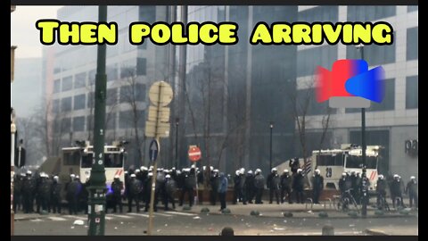 Brussels protest when police arriving