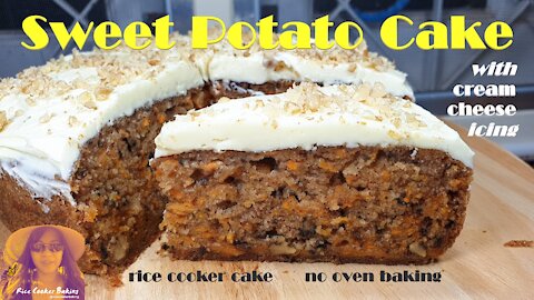 Sweet Potato Cake with Cream Cheese Icing | Golden Sweet Potato Cake | EASY RICE COOKER CAKE RECIPES