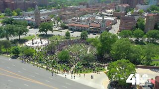 Drone footage of peaceful protests in KC