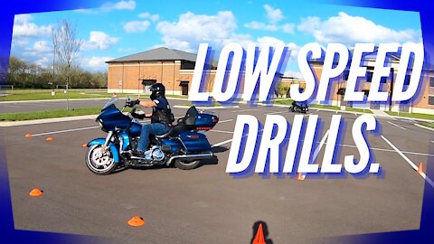 Low speed motorcycle drills practice