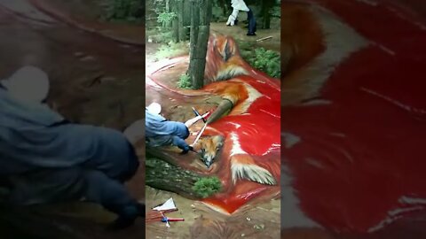 large red fox in a forest #shorts #animation #art #anime #painting