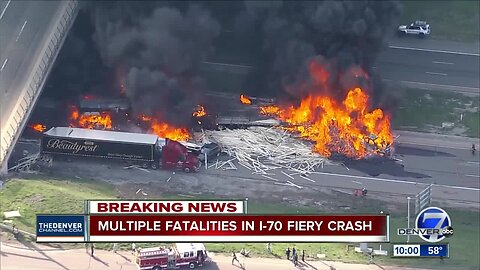 Multiple fatalities, 10 injured following fiery crash involving 11 cars, 4 semis on I-70
