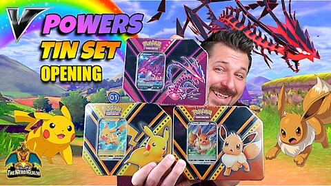 V Powers Tin Set | Pikachu | Eevee | Eternatus | Pokemon Cards Opening