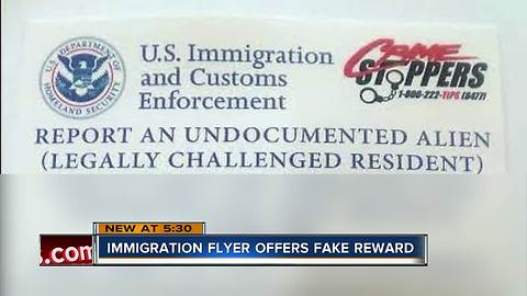 Flyer circulating in Florida offering fake reward to turn in undocumented immigrants