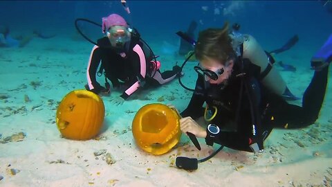 Detroiters win underwater pumpkin carving contest