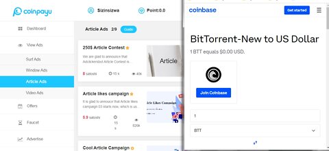 How To Get Free BitTorrent BTT Cryptocurrency Watching Article Ads At Coinpayu & Instant Withdraw