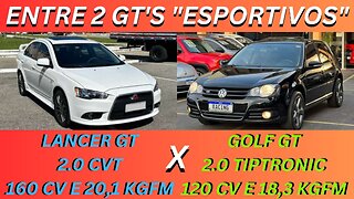 ENTRE 2 CARROS - MITSUBISHI LANCER GT X VW GOLF GT - APARÊNCIA ESPORTIVA, MOTOR ASPIRADO, BOM PREÇO