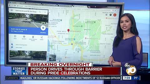 Police: Person drove through barricade set up for San Diego Pride