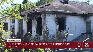 Fire damages Belle Glade home, person taken to hospital