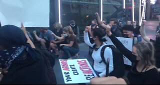Protesters gathering on Las Vegas Strip