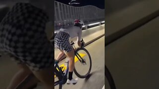 Hot And Fast Chinese Girl Races Down The Highway On Her Bike