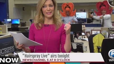 Hairspray photo bomb on The Now South Florida