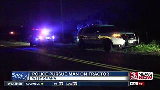 Omaha Police pursue man on tractor