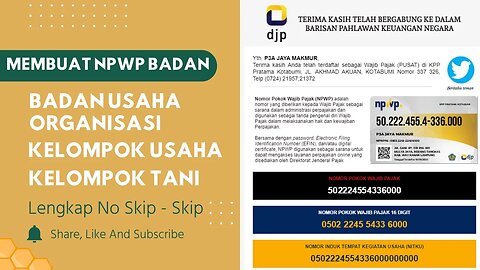 Cara Membuat NPWP Badan Usaha | Organisasi | Kelompok Usaha | Kelompok Tani dan Sejenisnya