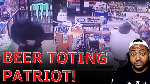 BASED Law Abiding Citizen Toting Six Pack Of Beer CALMLY SMOKES Criminal During Gas Station Robbery!