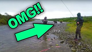 Fishing For GIANT TROUT With GRIZZLY Bears All Around US!!