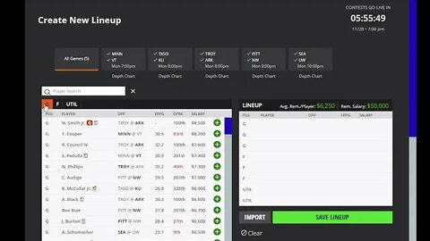 Dreams Top Picks for CBB DFS Today Main Slate 11/28/2022 Daily Fantasy Sports Strategy DraftKings