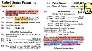 PATENT REVIEW: composition and procedure for disinfecting blood and blood components