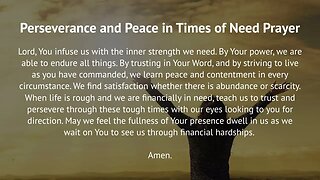 Perseverance and Peace in Times of Need Prayer (Prayer for Perseverance)