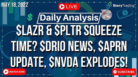 5/18/23 Daily Analysis: $LAZR & $PLTR Squeeze Time? $DRIO News, $APRN Update, $NVDA Explodes!