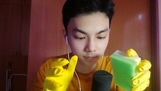 ASMR Hand Sounds With Latex Gloves and Sponge Sounds and Hand Movements Tingly & Relaxing For Sleep