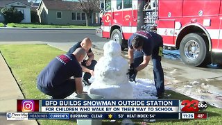 Firefighters bring snowman to East Bakersfield kids