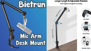 Bietrun Universal Microphone Arm Stand Heavy Duty For Lightweight Microphones! Better Than Blue Yeti