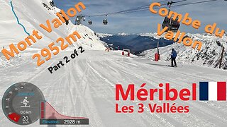 [4K] Skiing Méribel Les3Vallées, Mont Vallon Combe du Vallon (Red) Part 2 of 2, France, GoPro HERO11