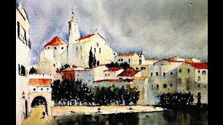 Watercolor Painting of Cadaques Spain with Chris Petri