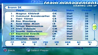 FIFA 2001 Brann SK Overall Player Ratings