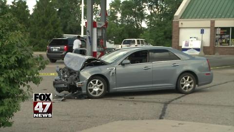 Man hospitalized after shooting near gas station