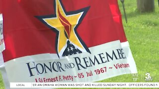 Honor and Remember Nebraska presents symbolic flag to family of fallen soldier