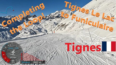 [4K] Skiing Tignes, Tignes Le Lac to Funiculaire Perce-Neige, Completing Loop! France, GoPro HERO11