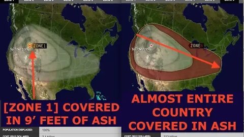 Yellowstone Volcano Ash Cover Projections & Scary Statistics - Latest, 6/28/2018