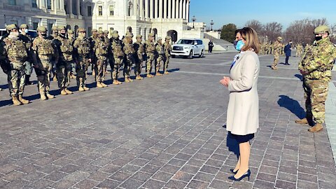 Pelosi Gives Pep Talk About Patriotism To National Guard At Capitol