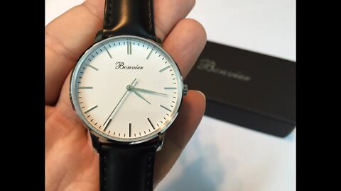 Classic white 40mm minimalist dress watch by Bonvier review