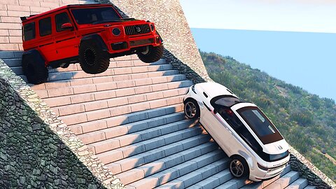 Cars vs STAIRS TRAP ▶️ BeamNG Drive - (Long Video SPECIAL)