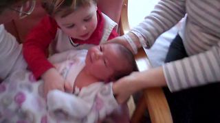 Little Boy Greets His New Baby Sister Home